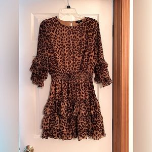 Brown leopard ruffled dress